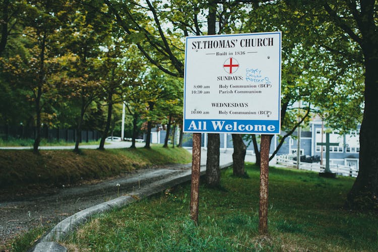 Greeting Sign Of A Church 