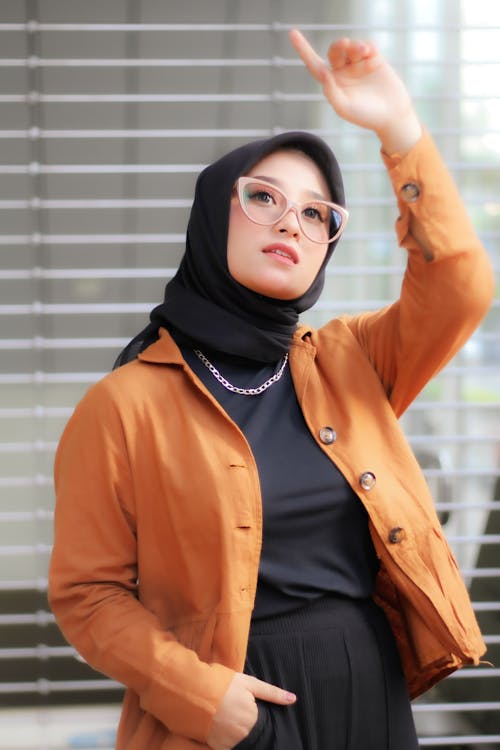 A Woman in Black Hijab 