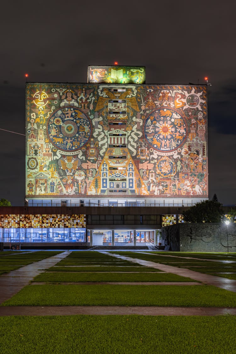 
The Central Library In Mexico At Night