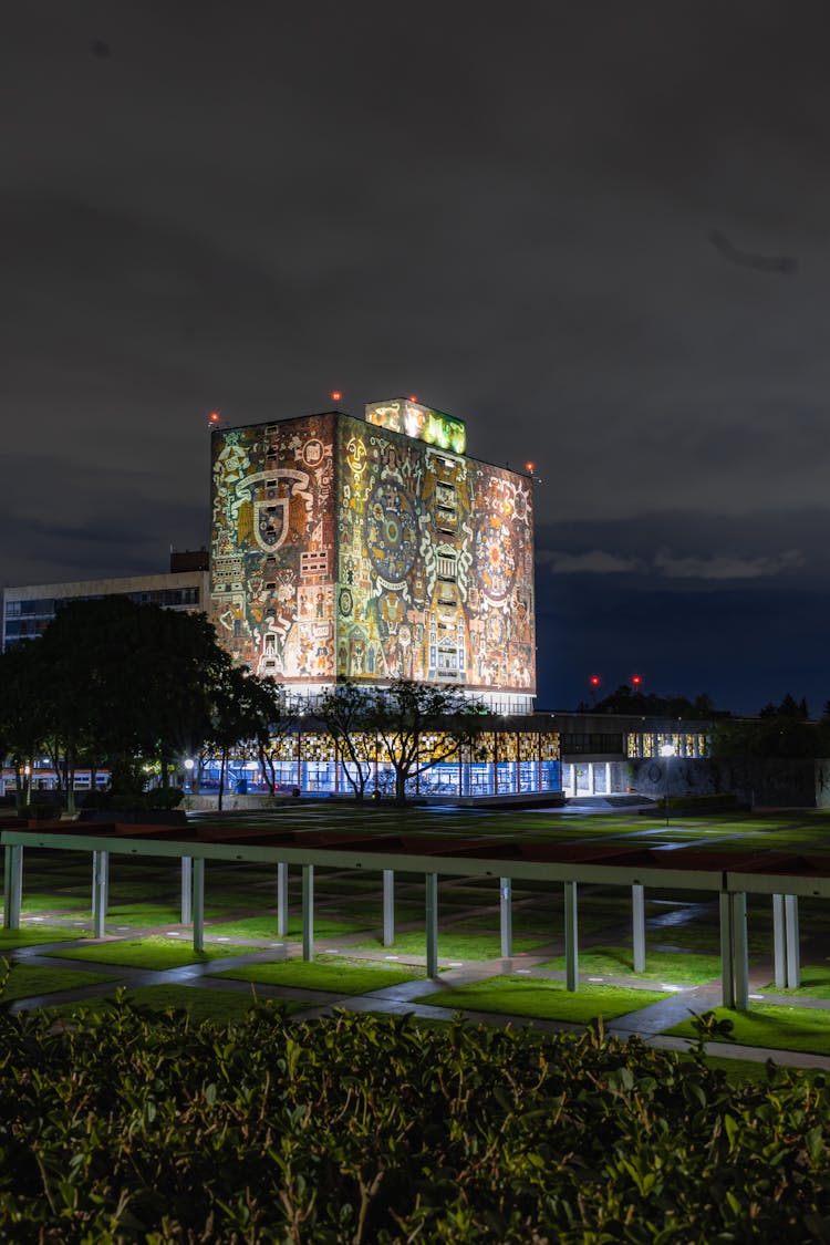 
The Central Library In Mexico At Night