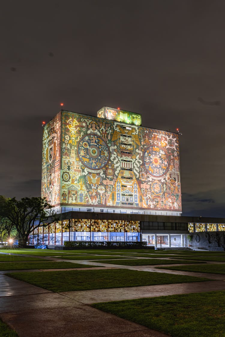 
The Central Library In Mexico At Night