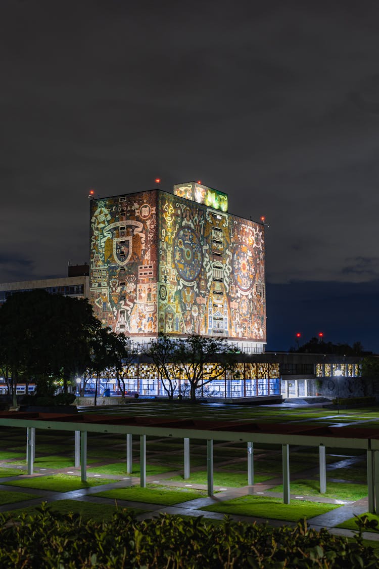 
The Central Library In Mexico At Night