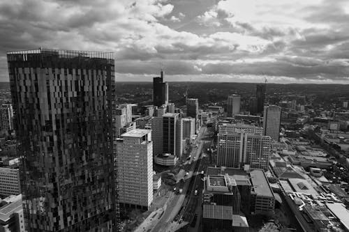 Aerial View of a Modern City Downtown 