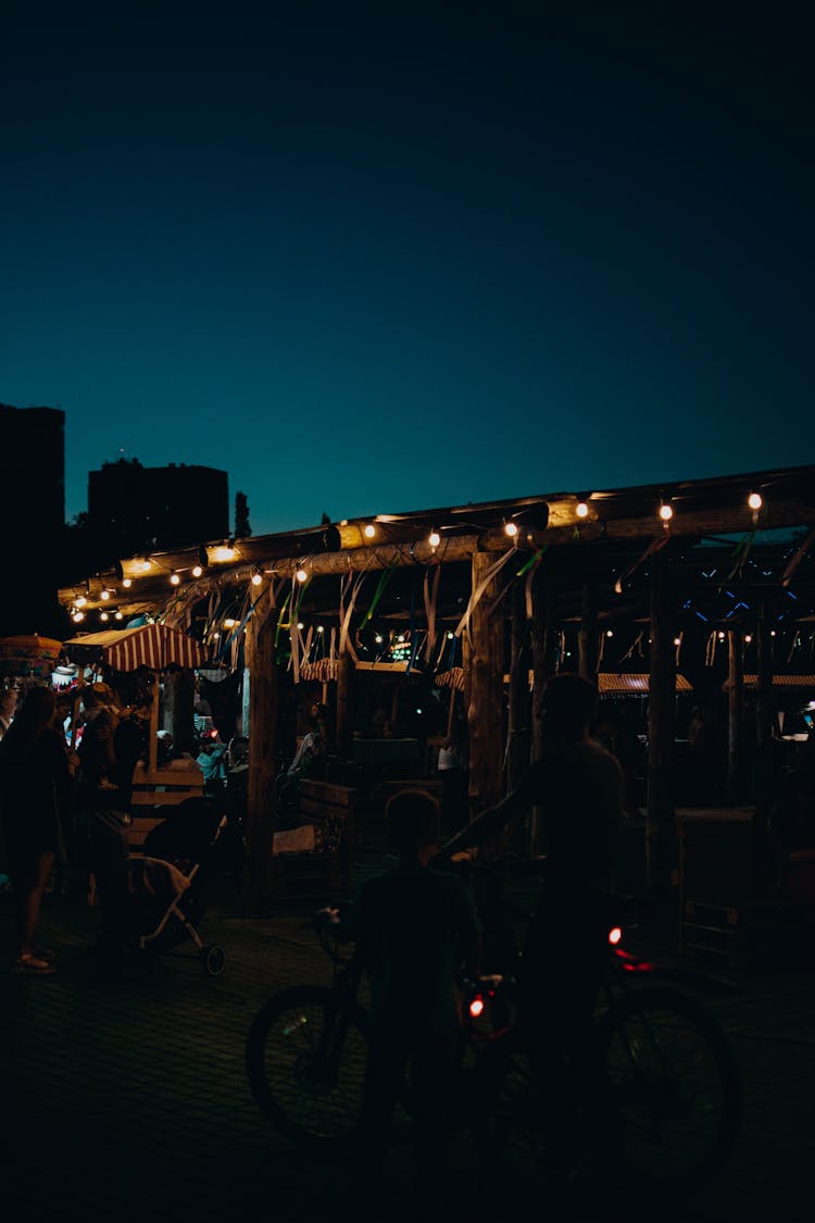 Outdoor Market In Lights At Night