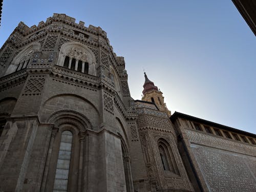 Facade of the Cathedral of the Savior of Zaragoza, Spain 