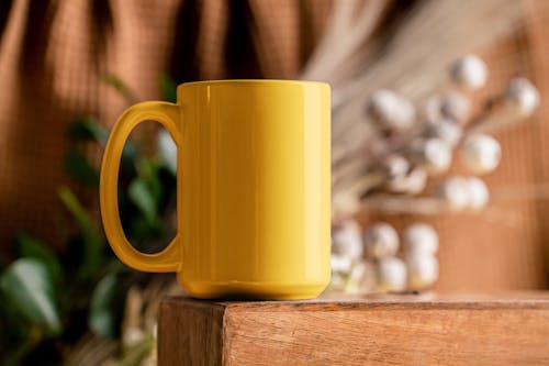 Free A Mug on a Wooden Surface  Stock Photo