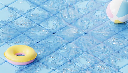 Inflatable Toys on Wet Tiles