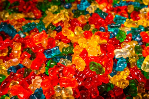 Colorful Gummy Bear Candies in Close-up Shot