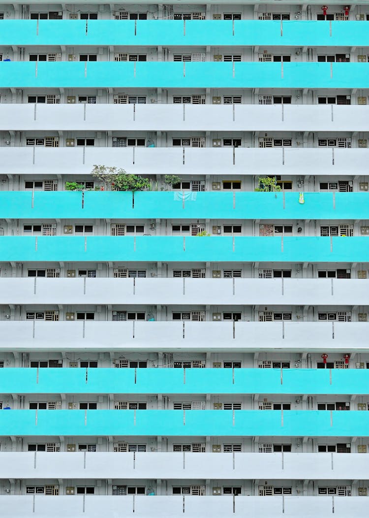 Horizontal Colorful Lines On A Residential Building