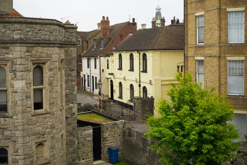 Free Charming view of historic buildings in Rochester, England, showcasing diverse architecture. Stock Photo