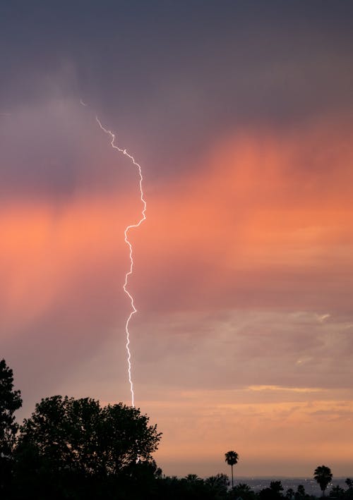 A Lightning Strike on Evening Sky