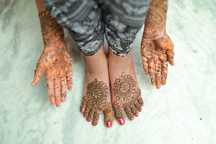 Traditional Indian Henna On Hands And Feet