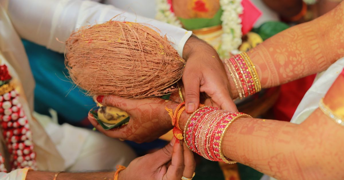 Bangles and coconut at a traditional ceremony (Baby Welcome Catering in Vellore)