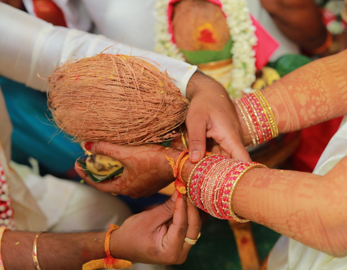 Bangles and coconut at a traditional ceremony