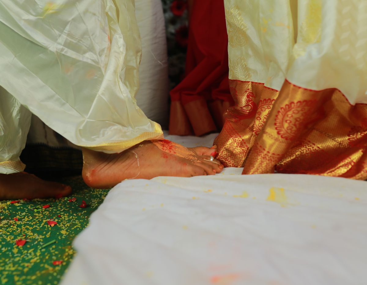 Bride and groom during a traditional wedding ceremony