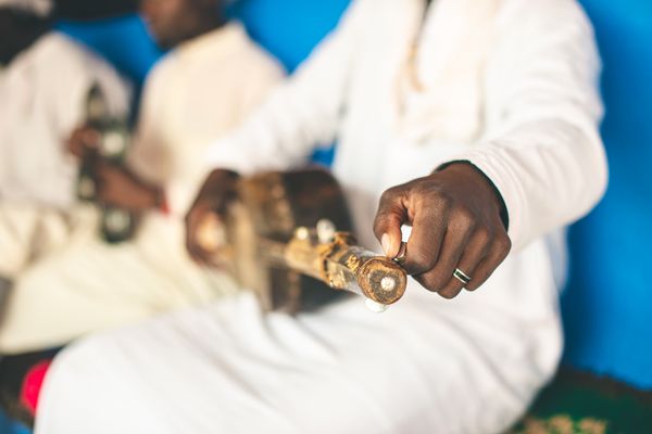 Traditional Gnawa instrument hands Morocco