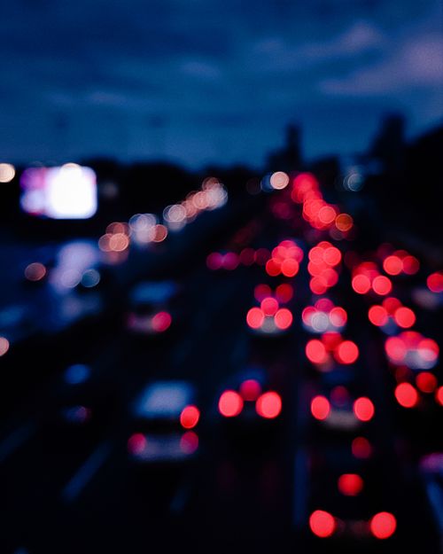 Free Beautiful bokeh effect of urban night traffic lights in Istanbul. Stock Photo