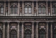 Renaissance architecture of the Hungarian Academy of Sciences in Budapest, Hungary.