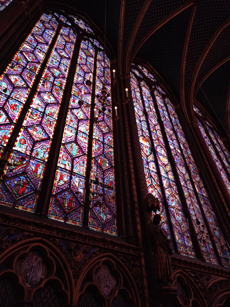 Stained Glass Windows In Gothic Sainte-Chapelle In Paris