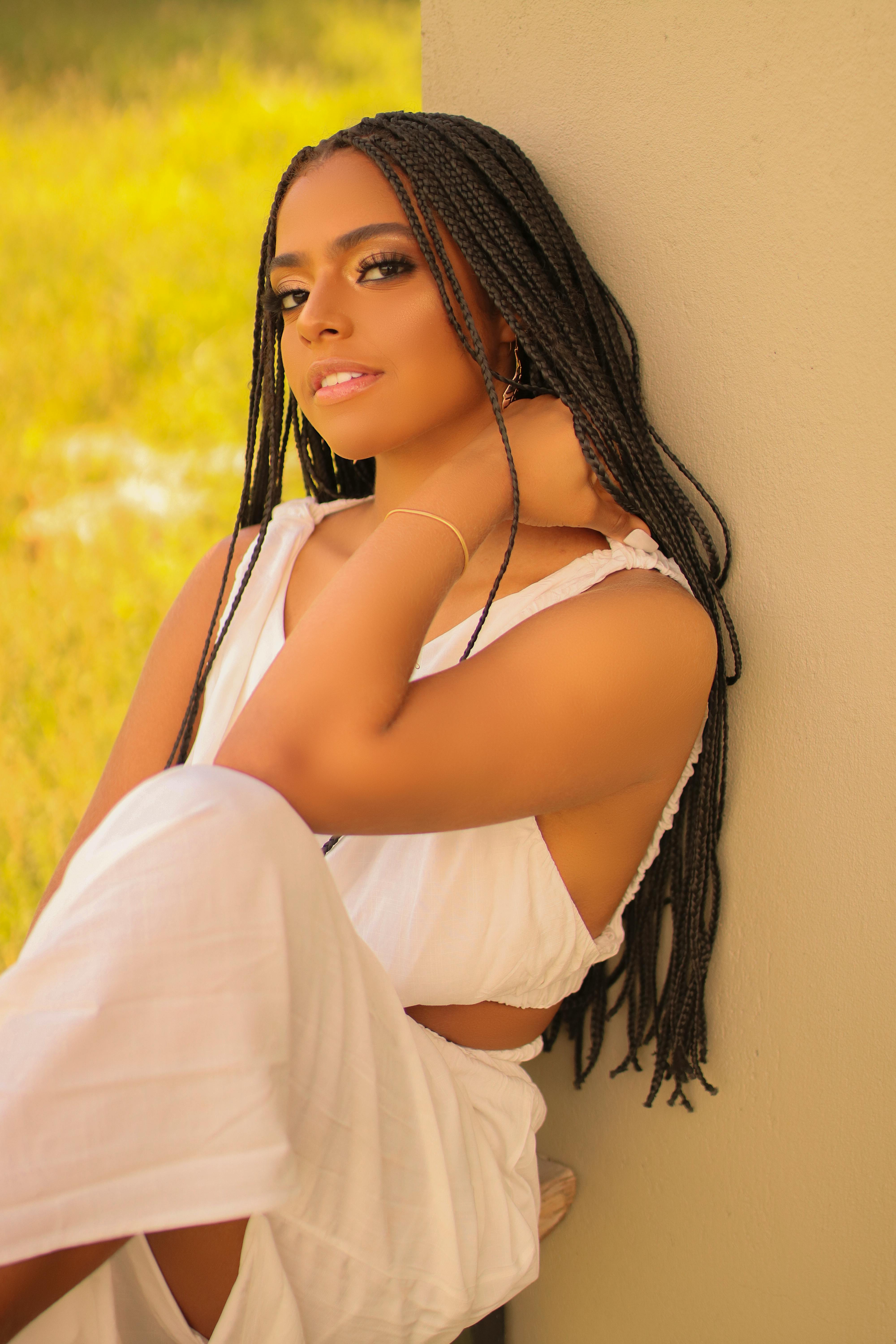 Woman with Braided Hair in White Clothing · Free Stock Photo