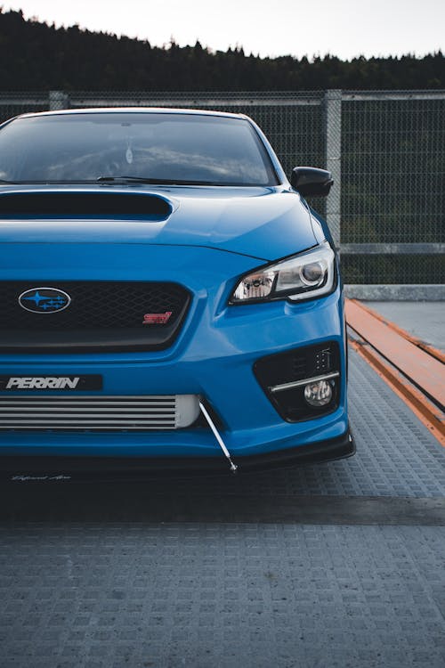 Close-Up Shot of a Blue Sports Car