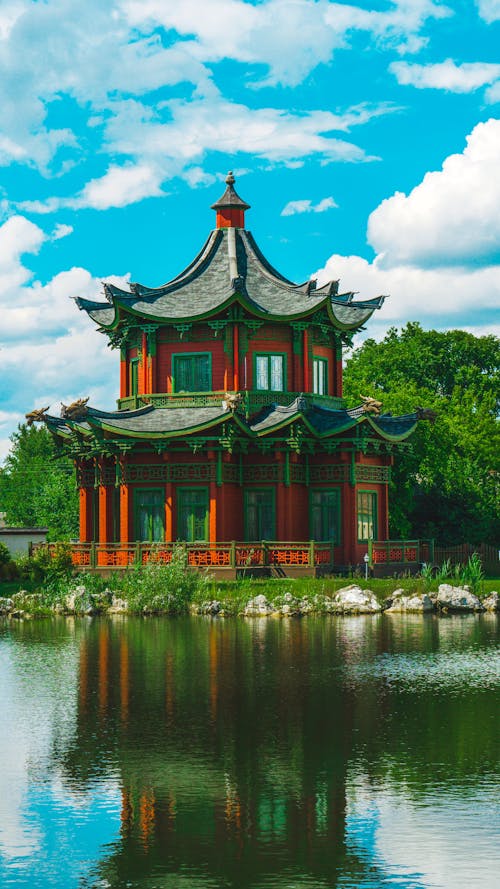 Shrine on Lake in Summer