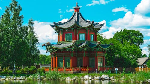 Shrine in Summer Scenery