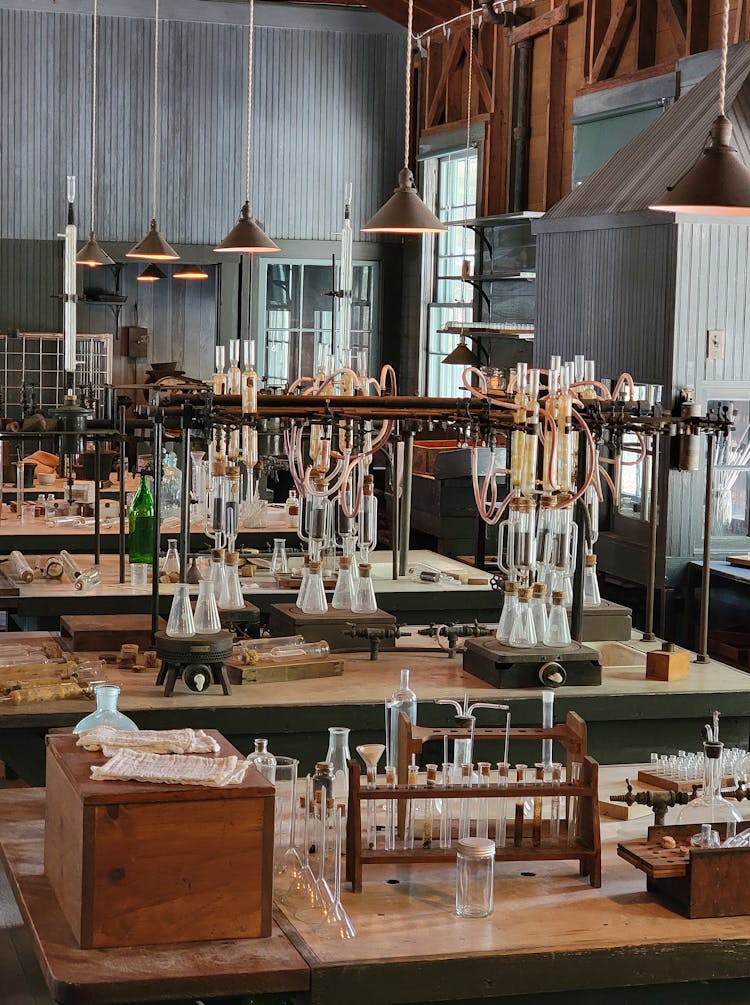 Equipment On Desks In Laboratory