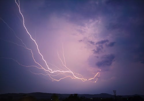 Free Lightning in Purple Sky  Stock Photo