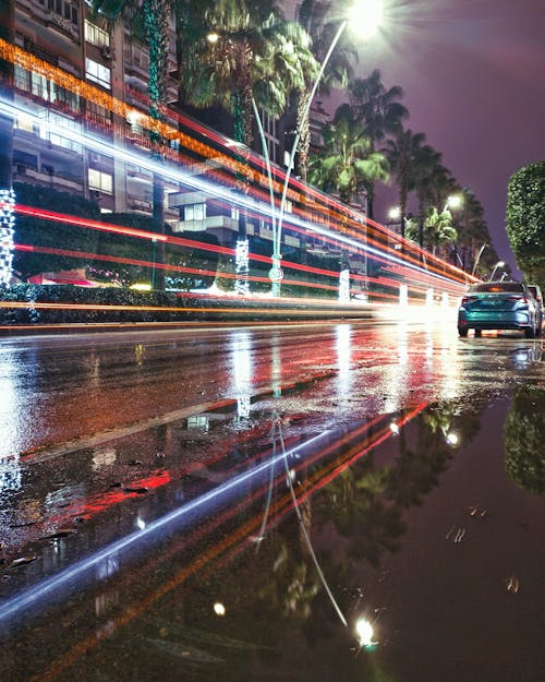 Car Lights on City Street