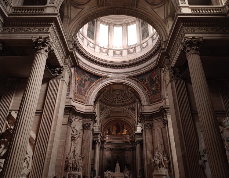 Frescoes And Sculptures In Pantheon In Paris