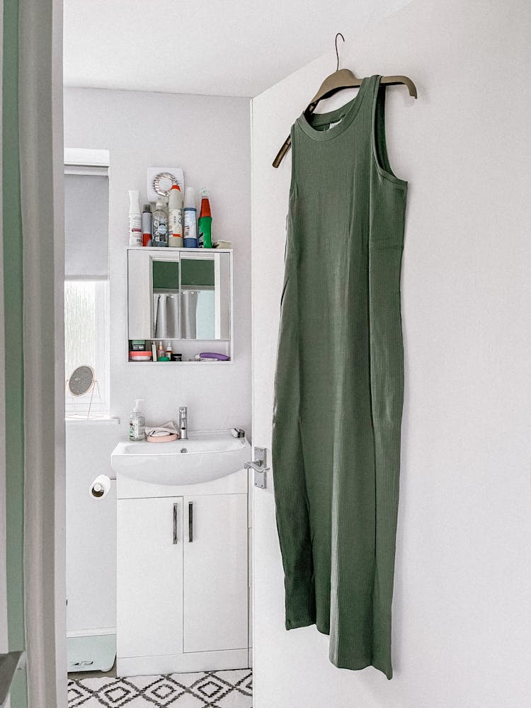 Dress Hanging On Bathroom Door