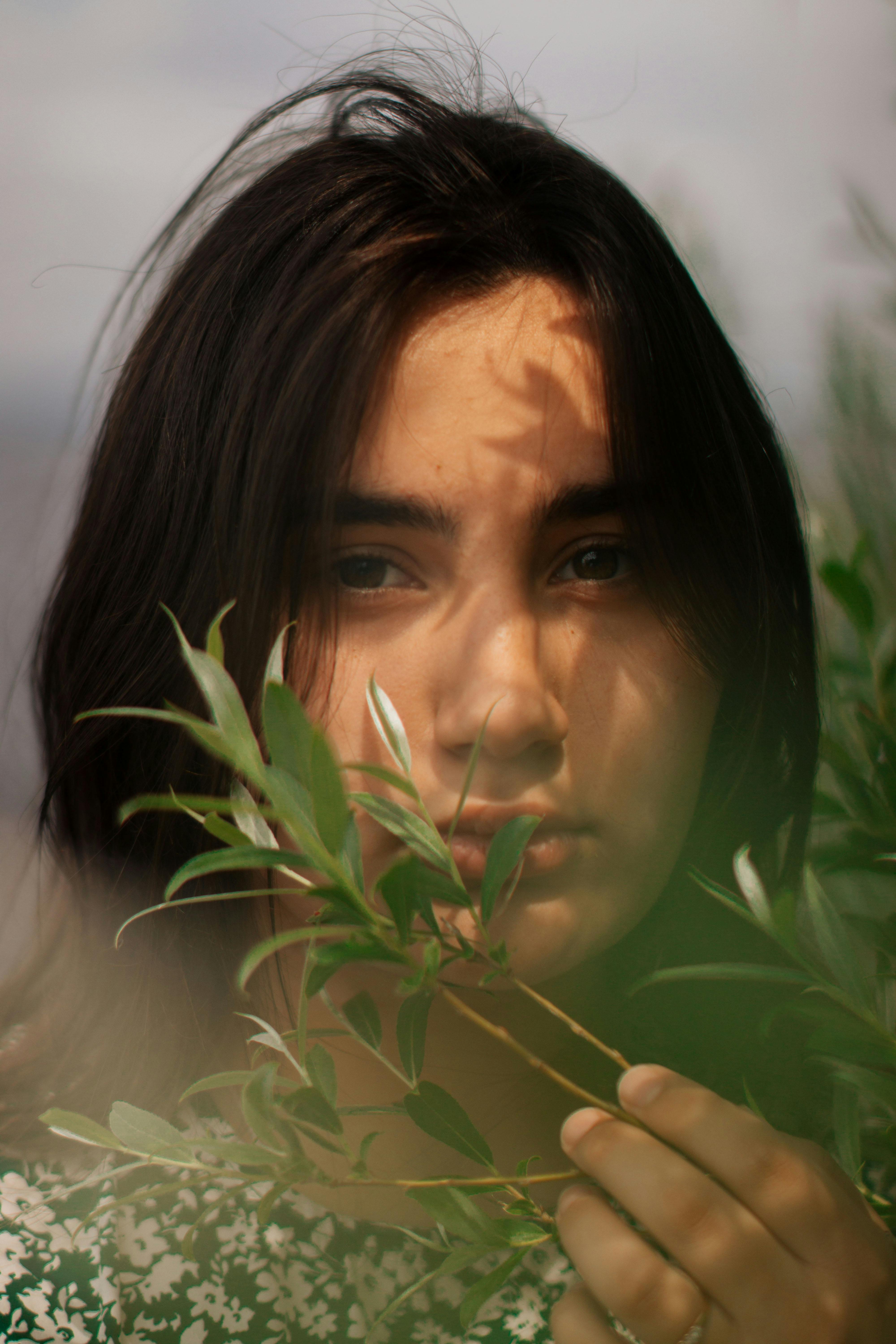 woman with shadows on face