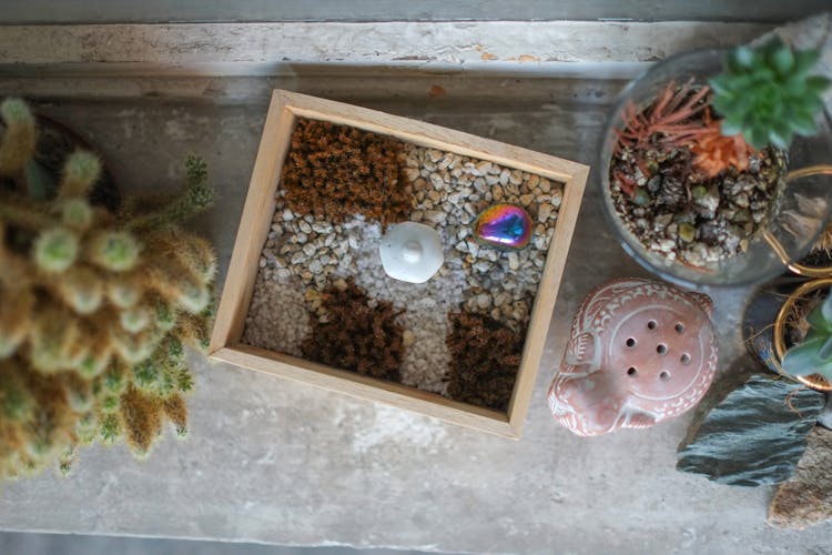 A Top View Of A Japanese Zen Garden