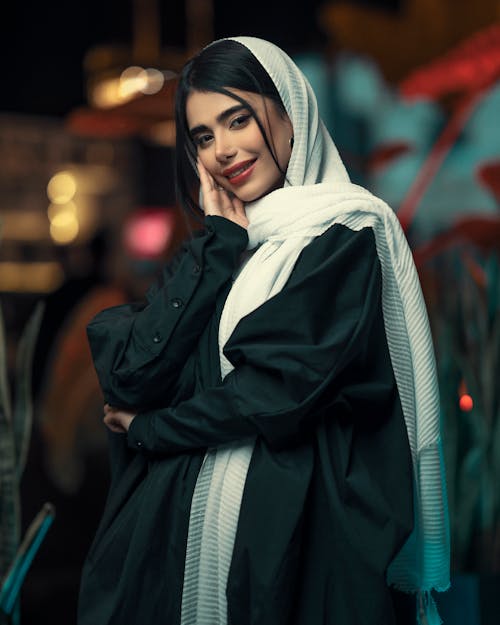 Free Woman in Black Coat and White Hijab Stock Photo