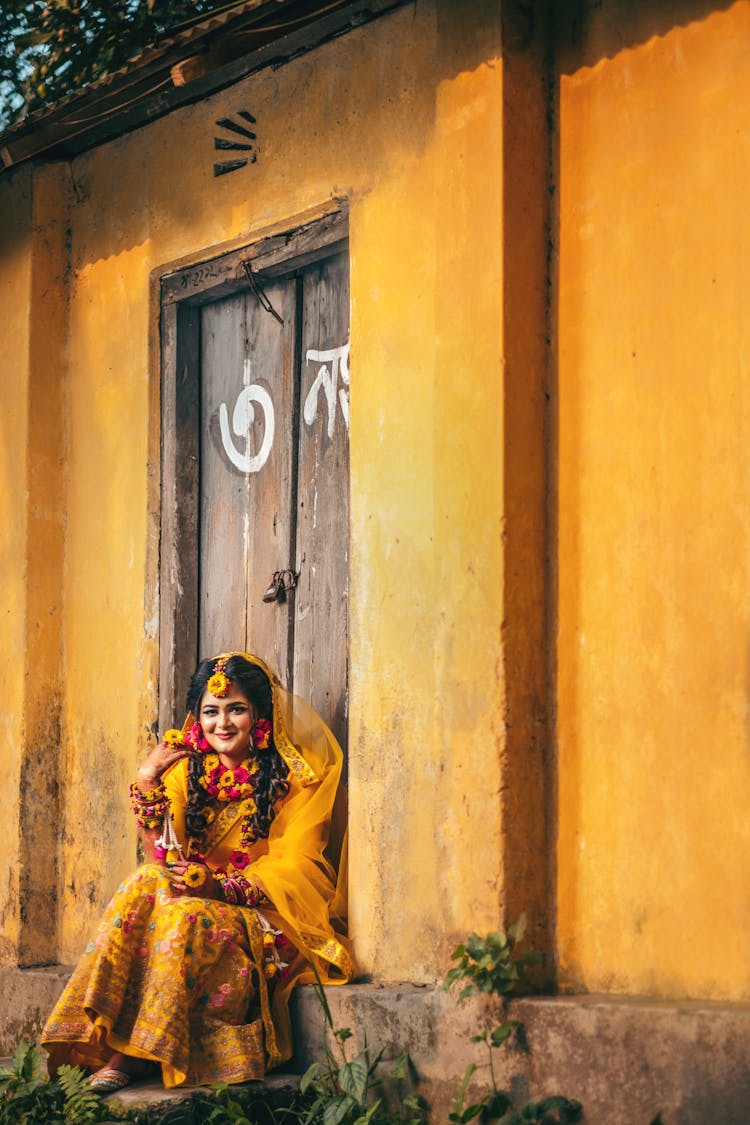 A Bride In Yellow Wedding Dress