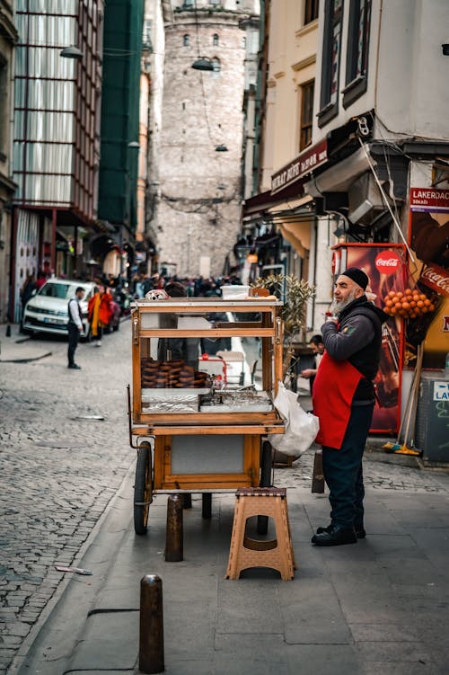 Photograph of a Street Vendor with a Cart