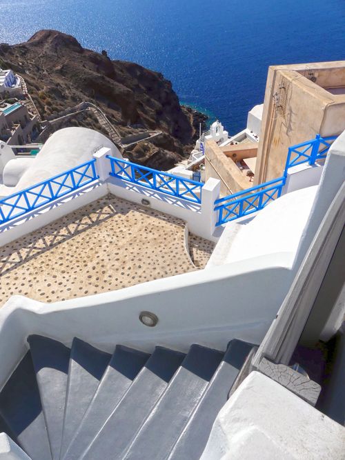 Free Explore the scenic beauty of Santorini's architecture and seascape from Fira's elevated vantage point. Stock Photo