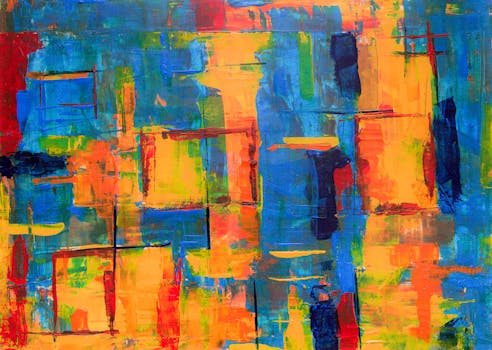 充满活力的色彩与表现主义风格的动态丙烯酸绘画