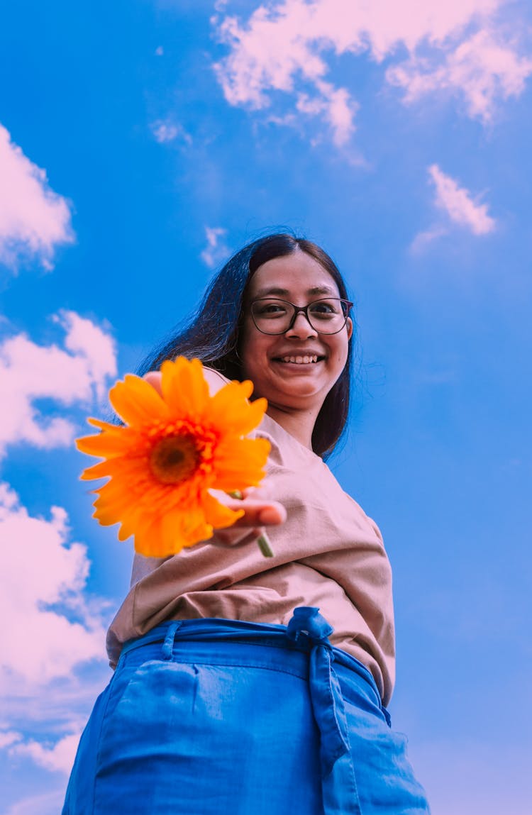 A Woman Holding A Transvaal Daisy