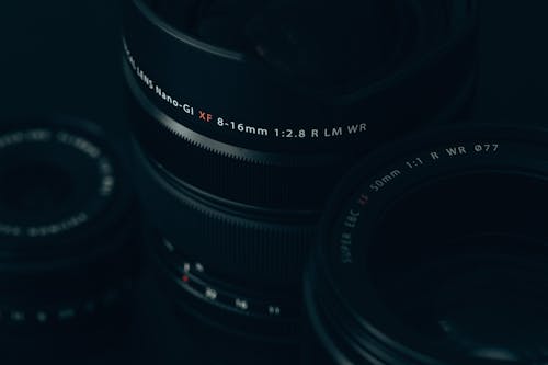A Close-up Shot of a Black Camera Lenses