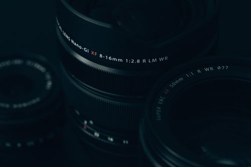 Free Detailed shot of camera lenses showcasing intricate details and markings. Stock Photo