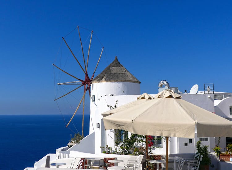 Cafe Near Windmill Santorini,Greece