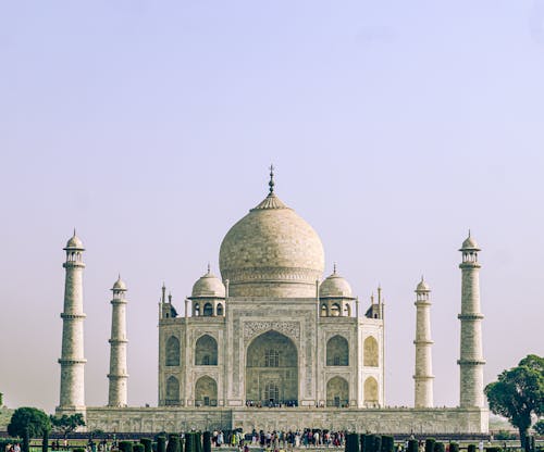 Facade of the Taj Mahal in Agra, Uttar Pradesh, India