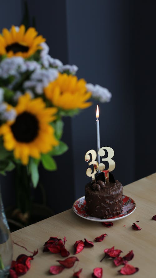 33, キャンドル, ケーキの無料の写真素材