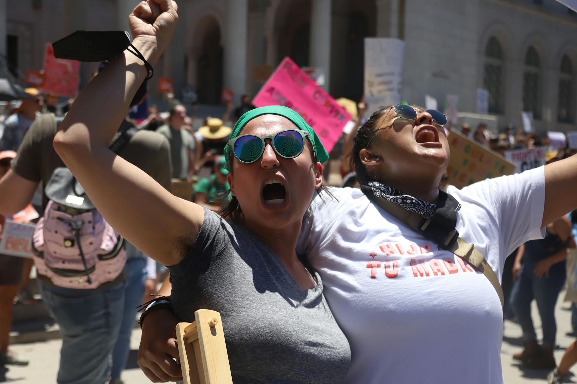 Passionate women rally for rights in Los Angeles, raising voices in unity and determination.