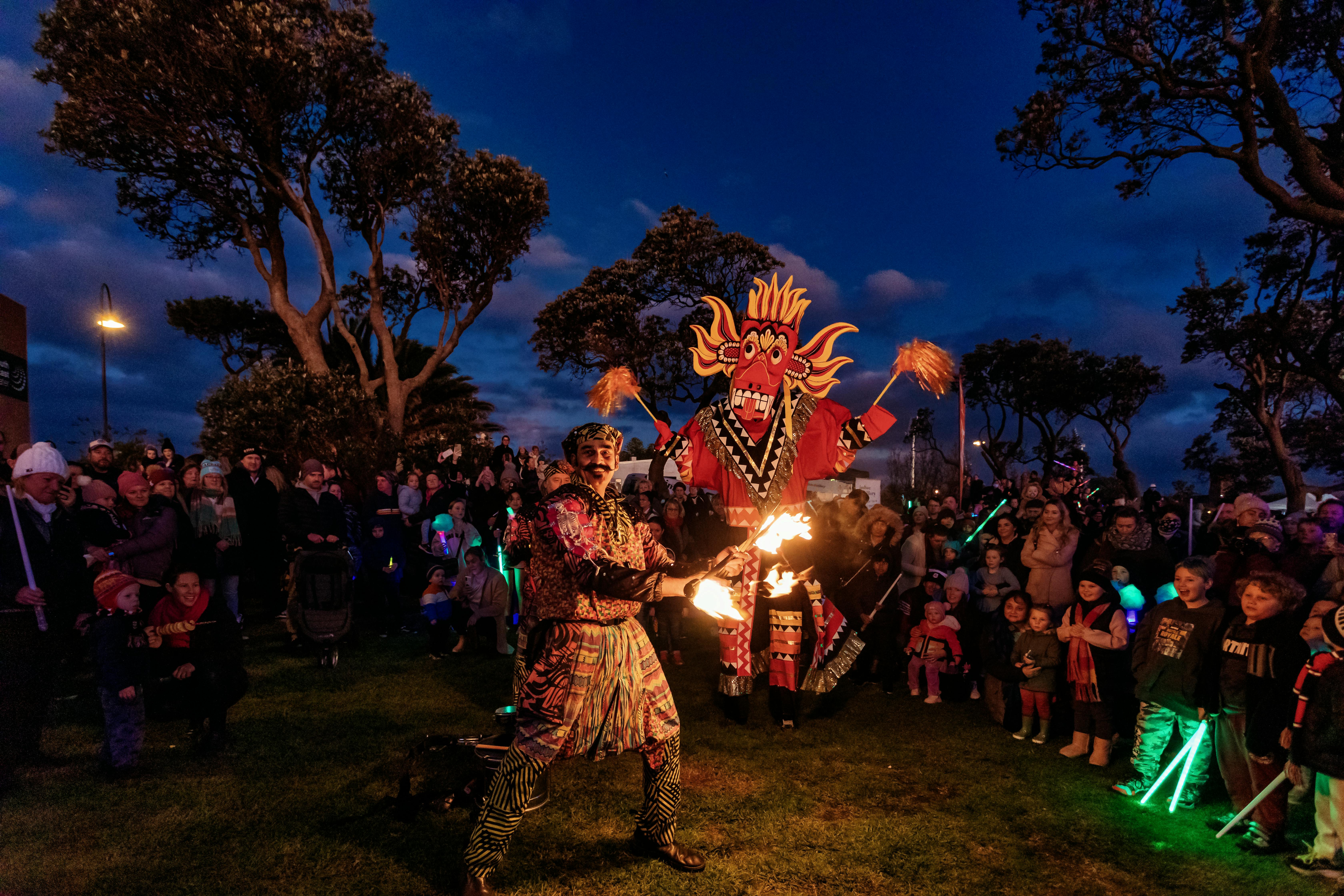 man doing a fire dance