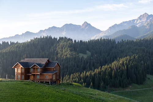 Kostnadsfri bild av bergen, fält, hus