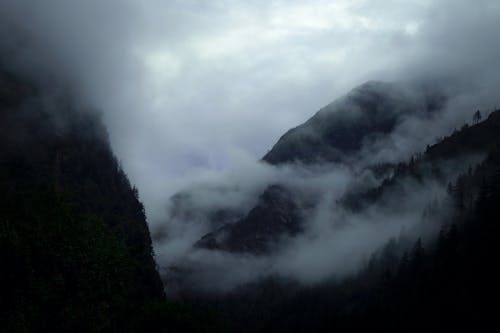 Aerial Photography of Cloudy Mountains