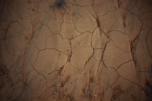 Top View of Dry Ground with Cracks